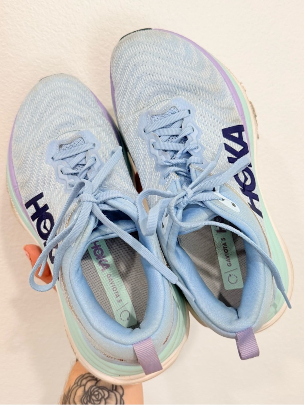 Hoka One One Women's Light Blue Mint Purple Running Shoes - Picture 7 of 9